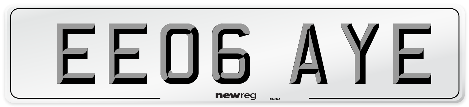 EE06 AYE Number Plate from New Reg